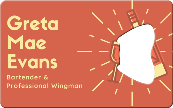 Professional Bartender Wingman Business Card Bottle Opener Front