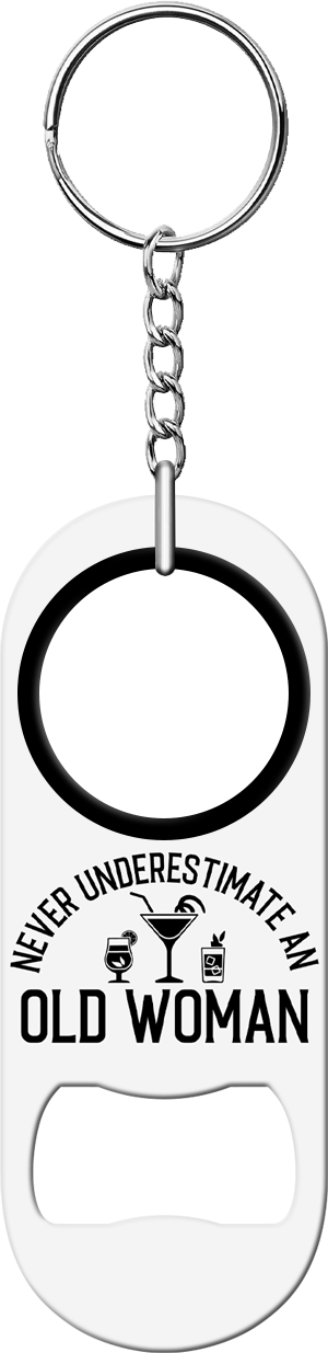 Old Woman Bartender Mini Bottle Opener Front